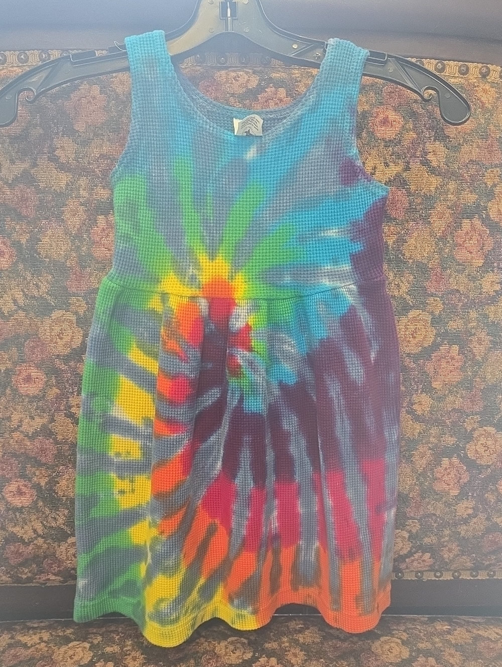 Girls' Multicolor Tie-Dye Waffle Knit Dress